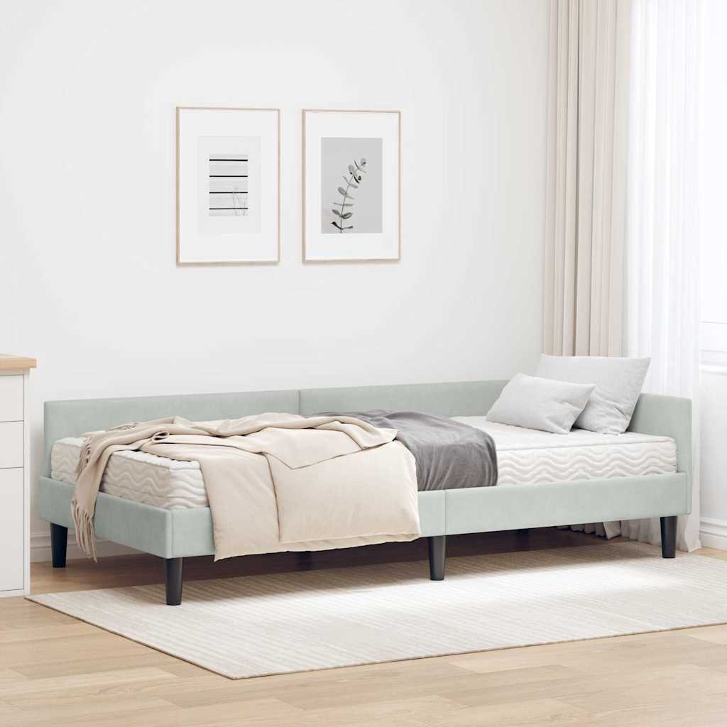 Kutni krevetni okvir s madracem 2 kom. Svjetlosiva 90 x 200 cm