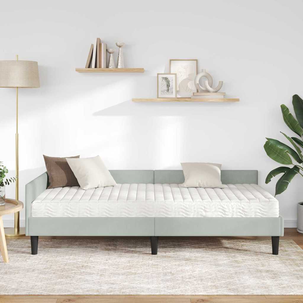 Kutni krevetni okvir s madracem 2 kom. Svjetlosiva 90 x 200 cm