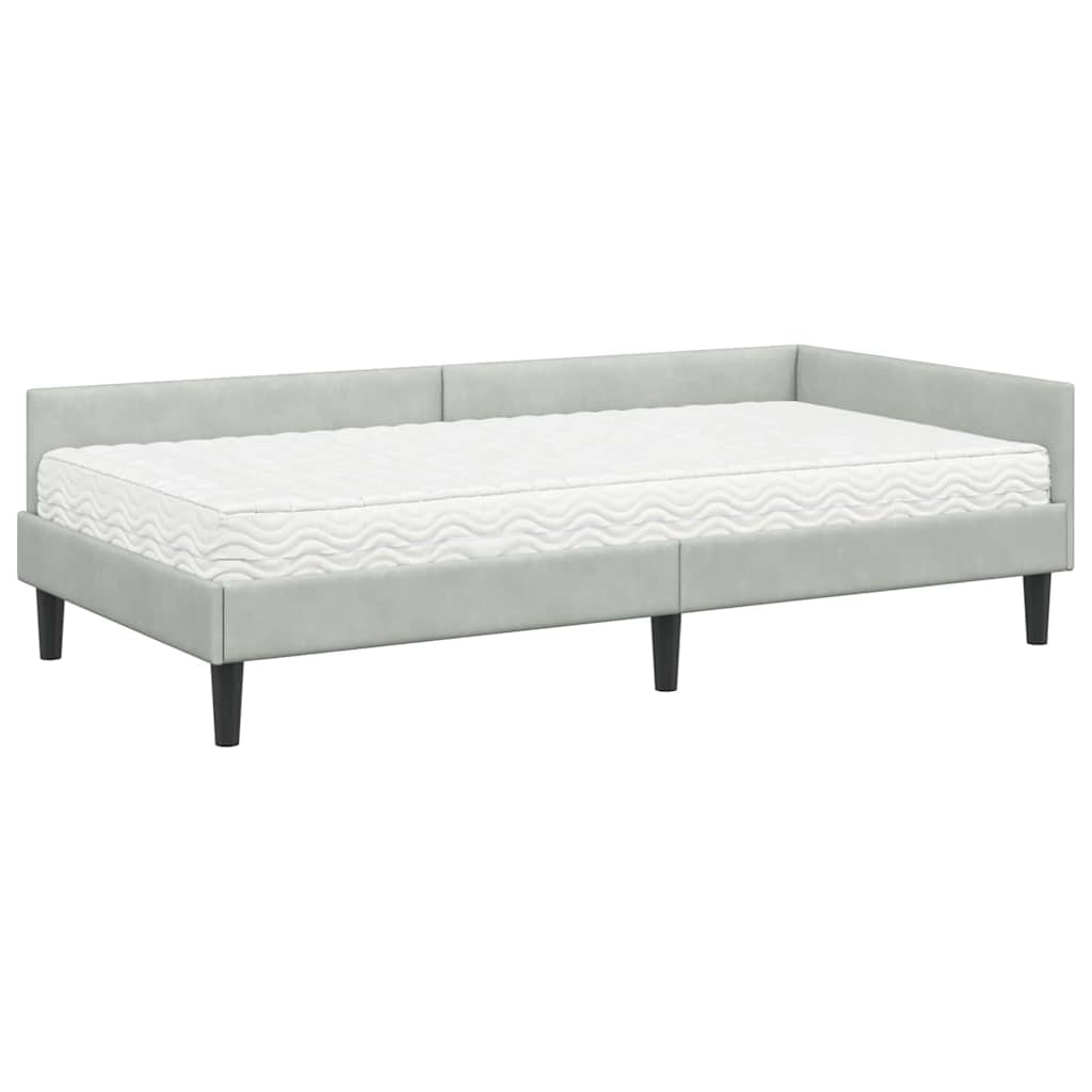 Kutni krevetni okvir s madracem 2 kom. Svjetlosiva 90 x 200 cm