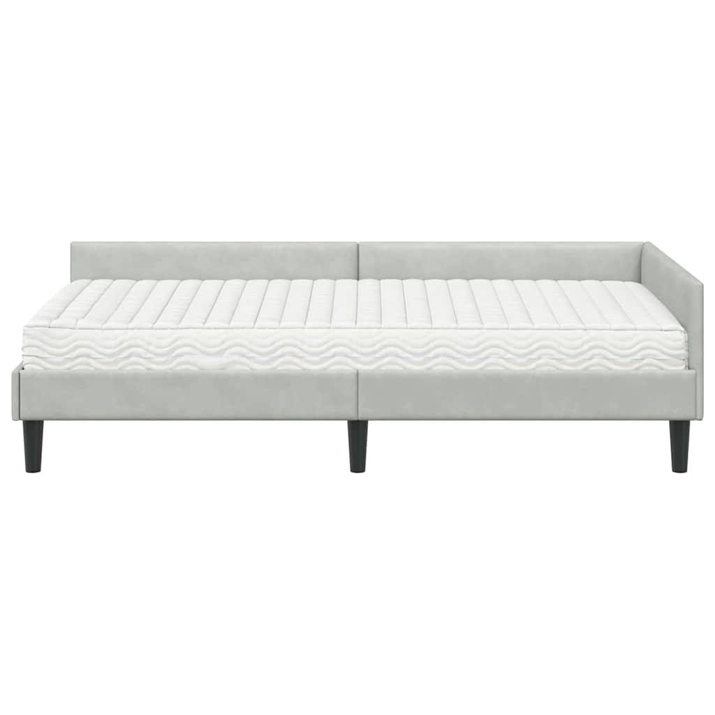 Kutni krevetni okvir s madracem 2 kom. Svjetlosiva 90 x 200 cm