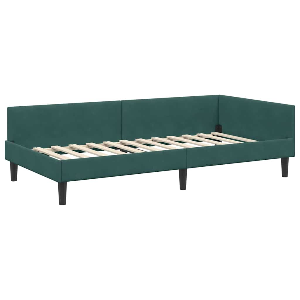 Kutni krevetni okvir s madracem 2 kom. Tamnozelena 90 x 200 cm