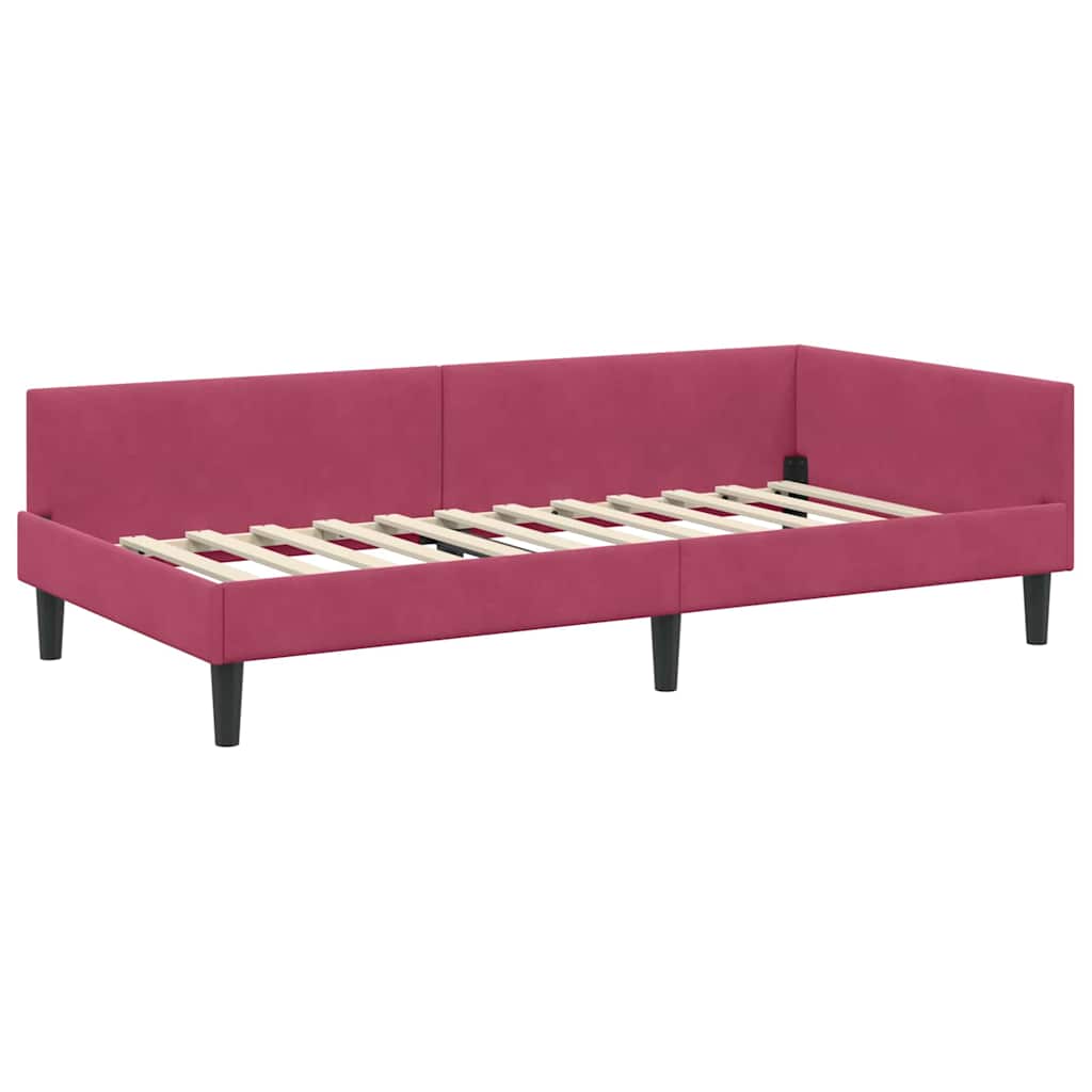 Kutni krevetni okvir s madracem 2 kom. Vinska crvena 90 x 200 cm