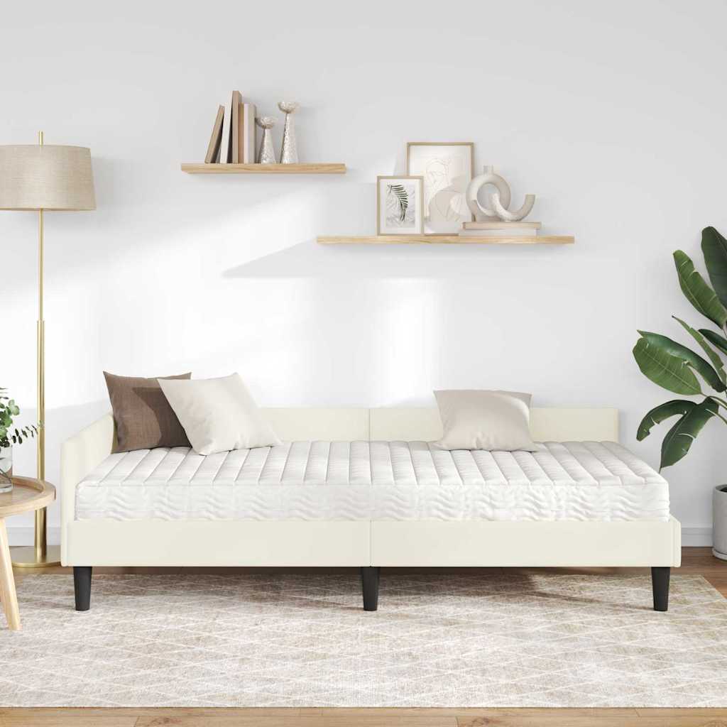Kutni krevetni okvir s madracem 2 kom. Krema 90 x 200 cm Baršun