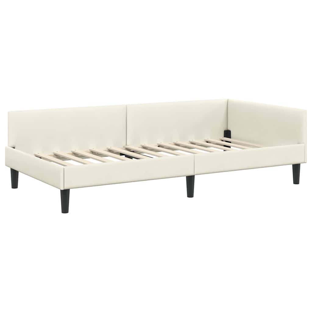 Kutni krevetni okvir s madracem 2 kom. Krema 90 x 200 cm Baršun