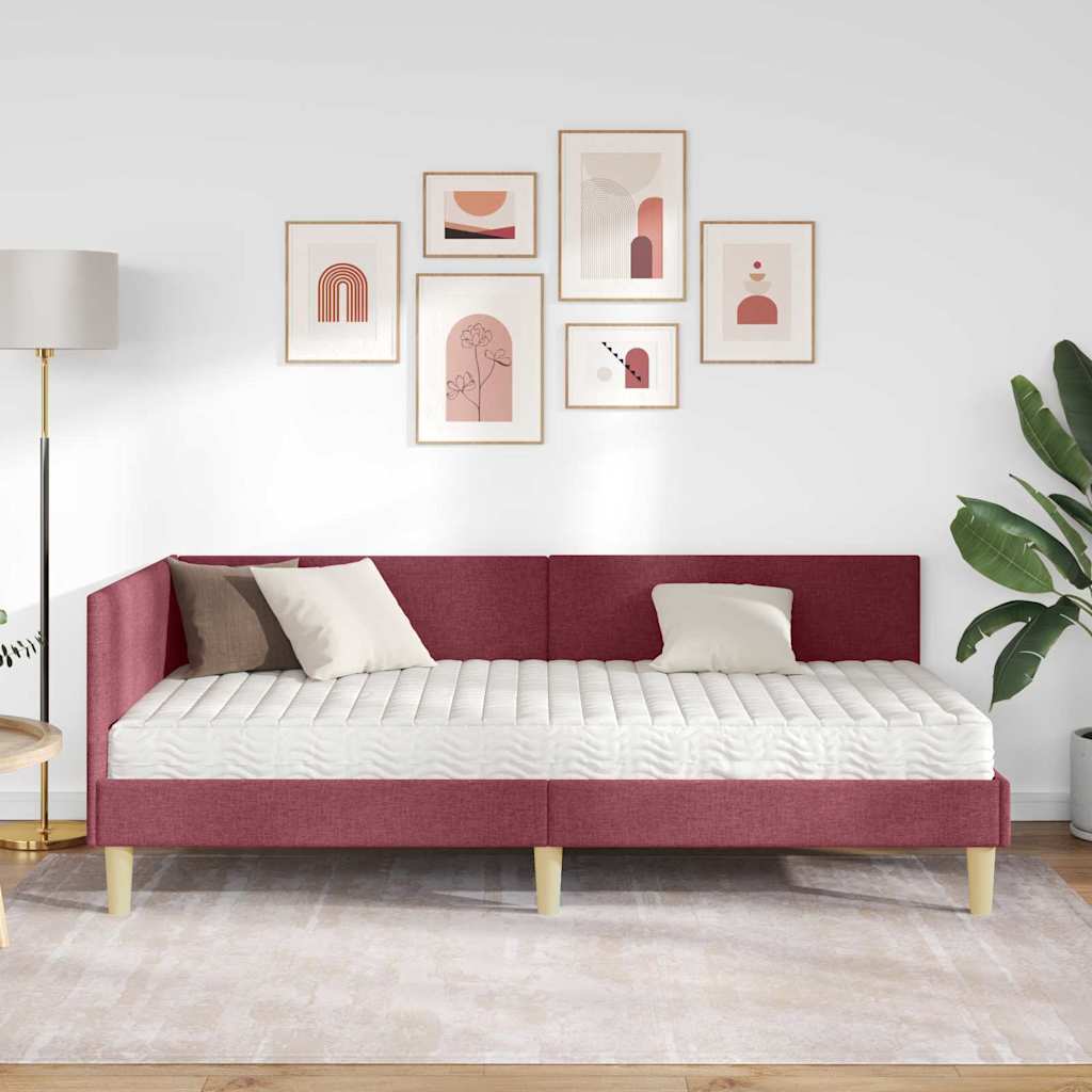 Kutni krevetni okvir s madracem 2 kom. Vinska crvena 80 x 200 cm