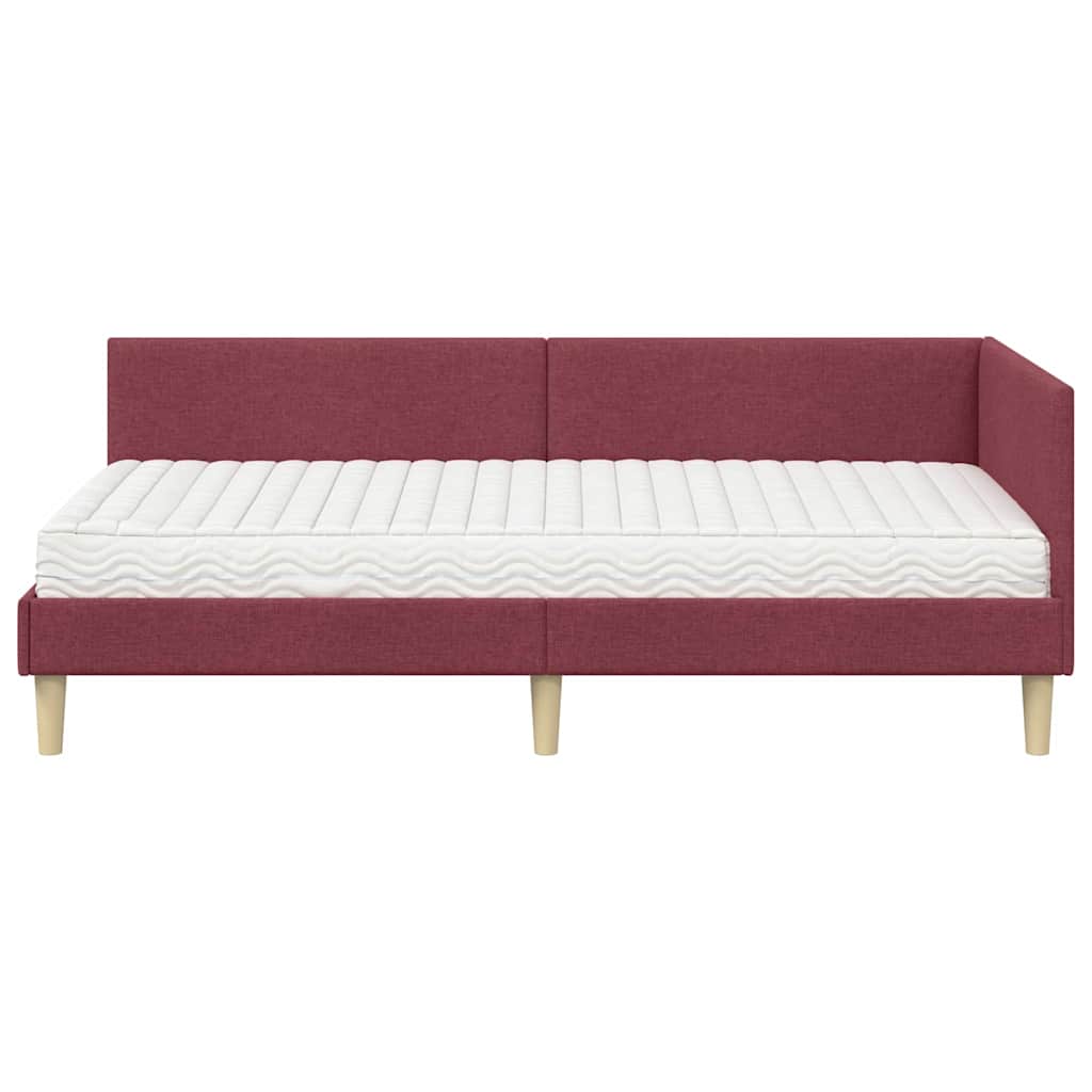 Kutni krevetni okvir s madracem 2 kom. Vinska crvena 90 x 190 cm