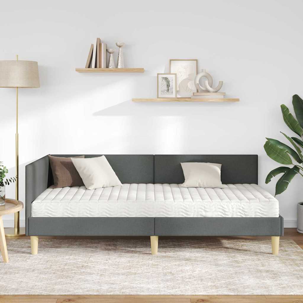 Kutni krevetni okvir s madracem 2 kom. Tamnosiva 90 x 200 cm