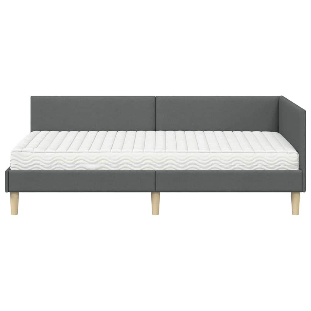 Kutni krevetni okvir s madracem 2 kom. Tamnosiva 90 x 200 cm