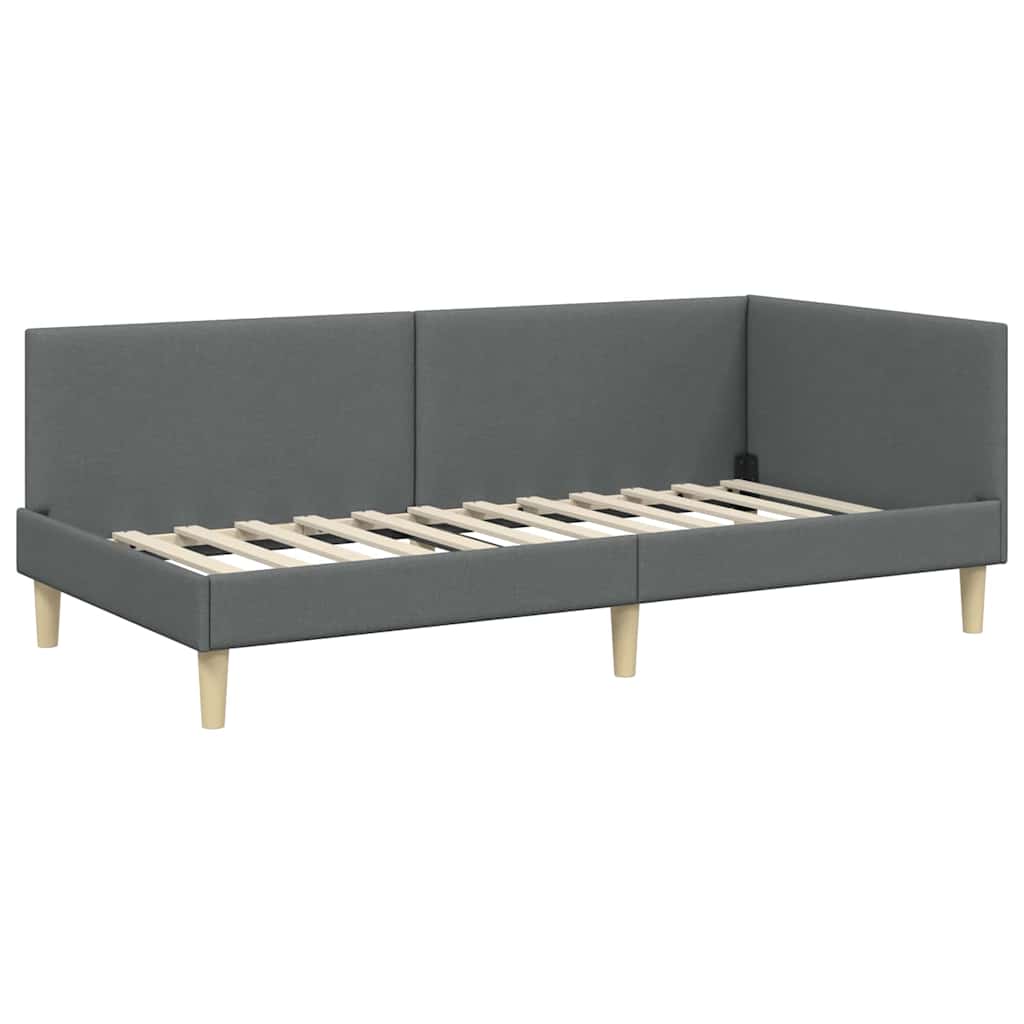 Kutni krevetni okvir s madracem 2 kom. Tamnosiva 90 x 200 cm