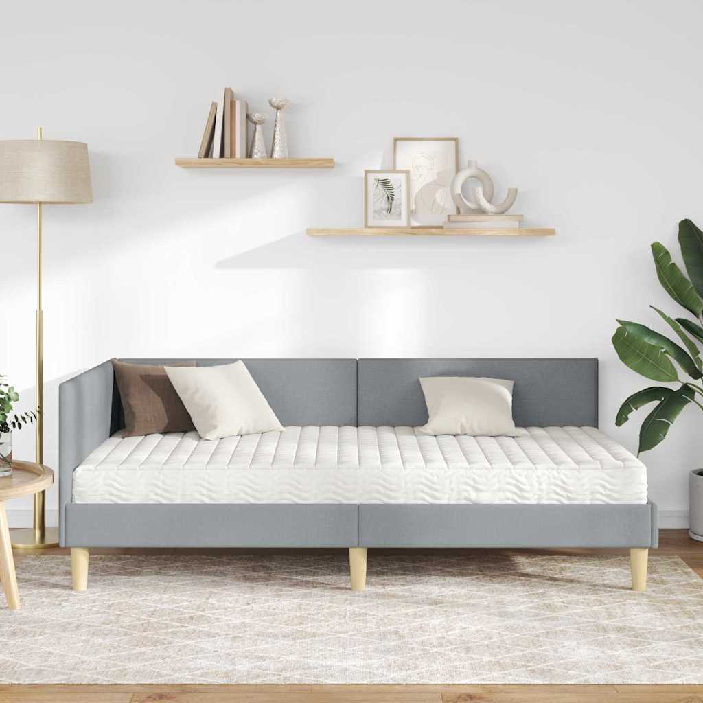 Kutni krevetni okvir s madracem 2 kom. Svijetlo siva Svjetlosiva 100 x 200 cm