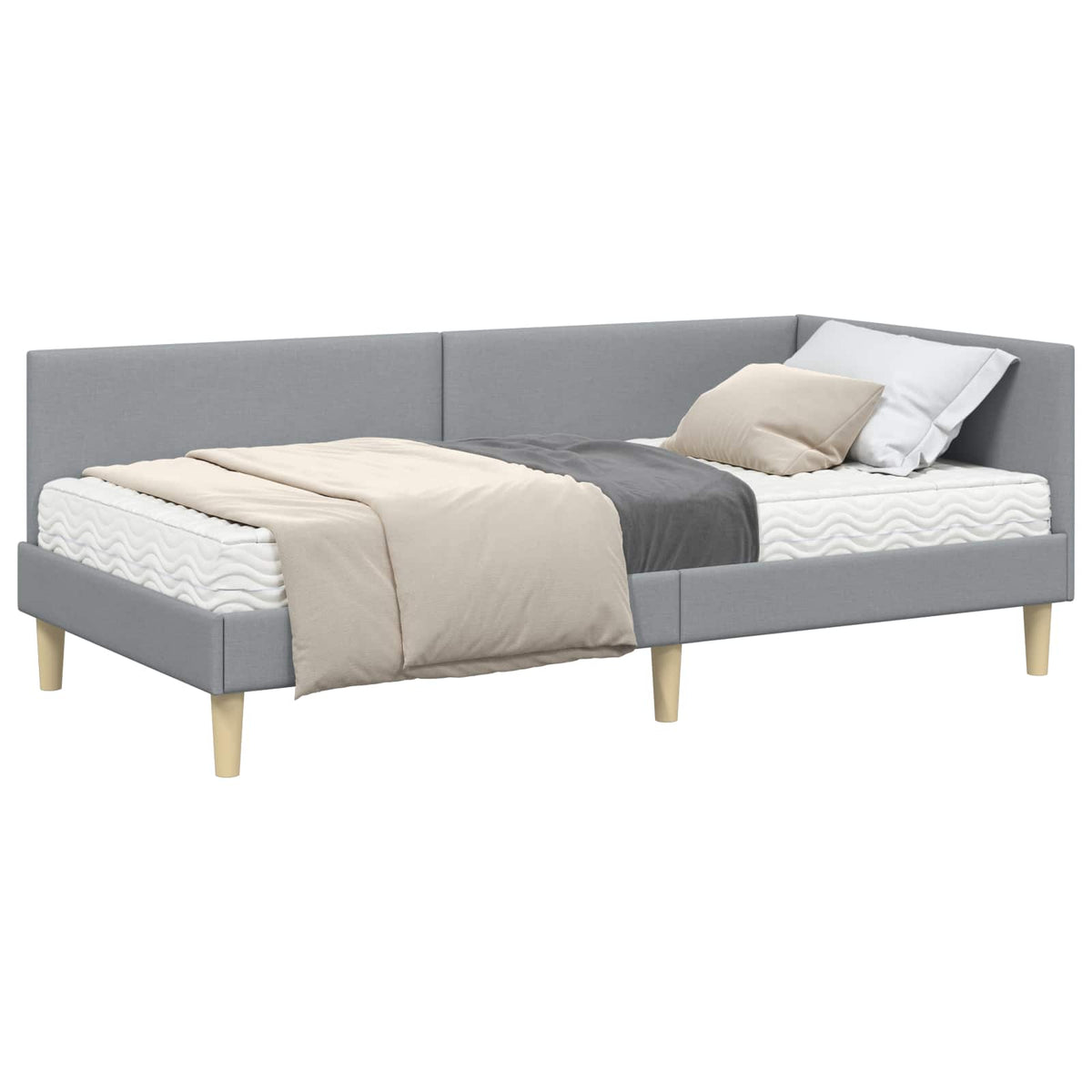 Kutni krevetni okvir s madracem 2 kom. Svijetlo siva Svjetlosiva 100 x 200 cm