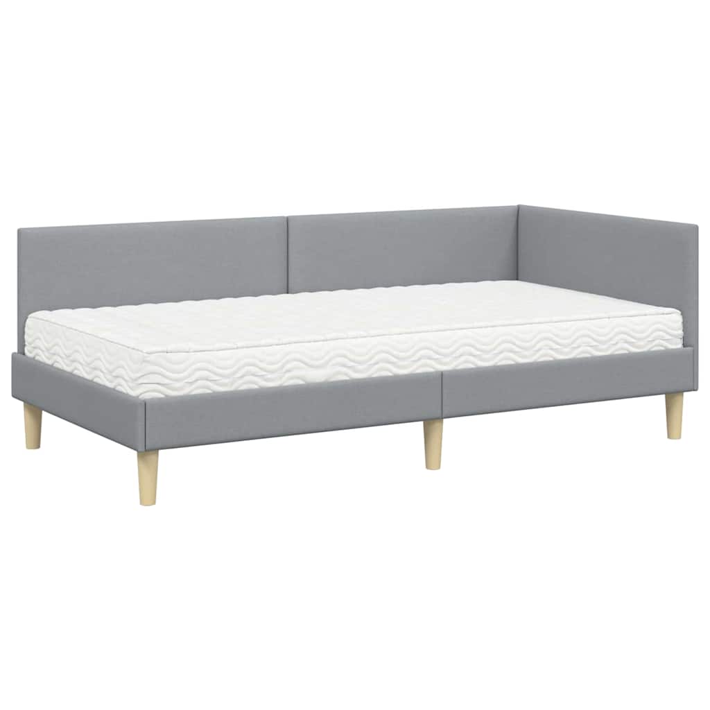 Kutni krevetni okvir s madracem 2 kom. Svijetlo siva Svjetlosiva 100 x 200 cm