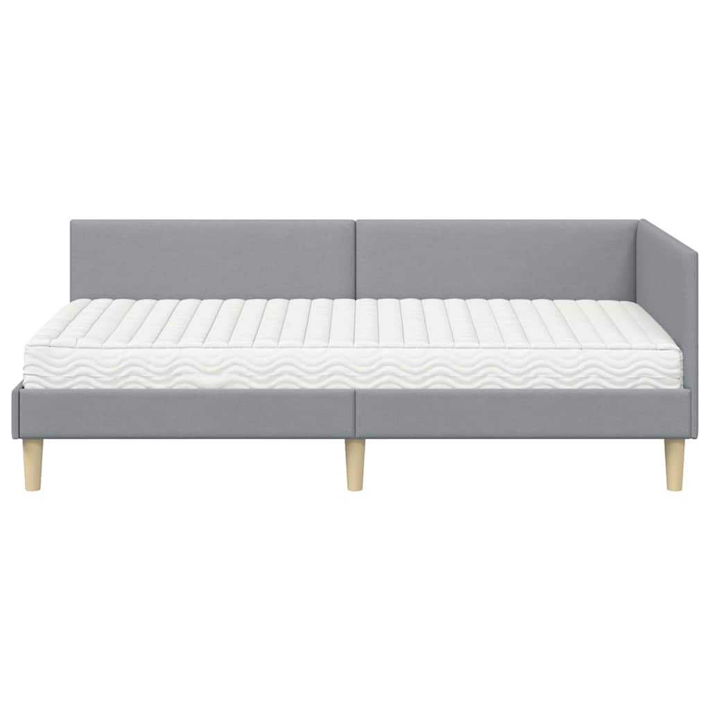 Kutni krevetni okvir s madracem 2 kom. Svijetlo siva Svjetlosiva 100 x 200 cm