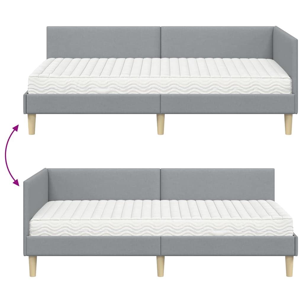 Kutni krevetni okvir s madracem 2 kom. Svijetlo siva Svjetlosiva 100 x 200 cm