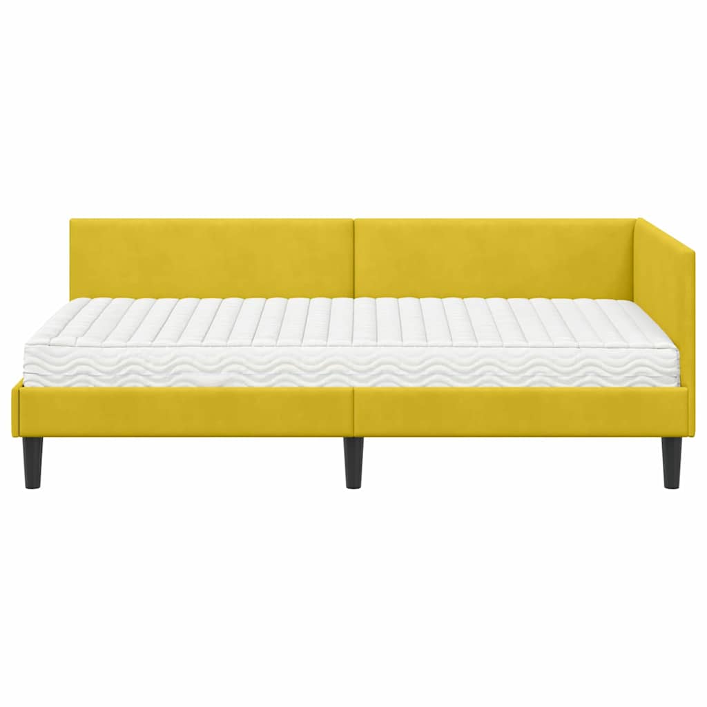 Kutni krevetni okvir s madracem 2 kom. Žuta 80 x 200 cm Baršun