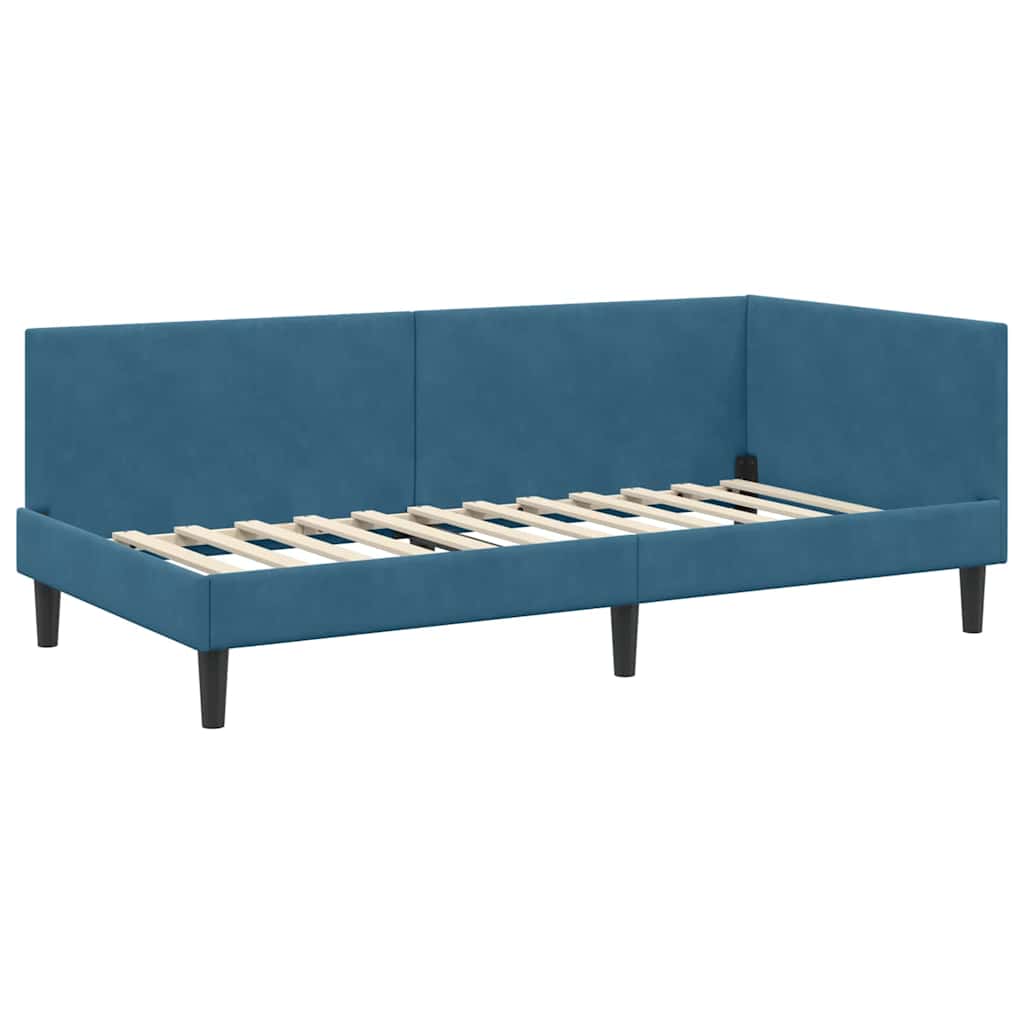 Kutni krevetni okvir s madracem 2 kom. Plava 90 x 190 cm Baršun