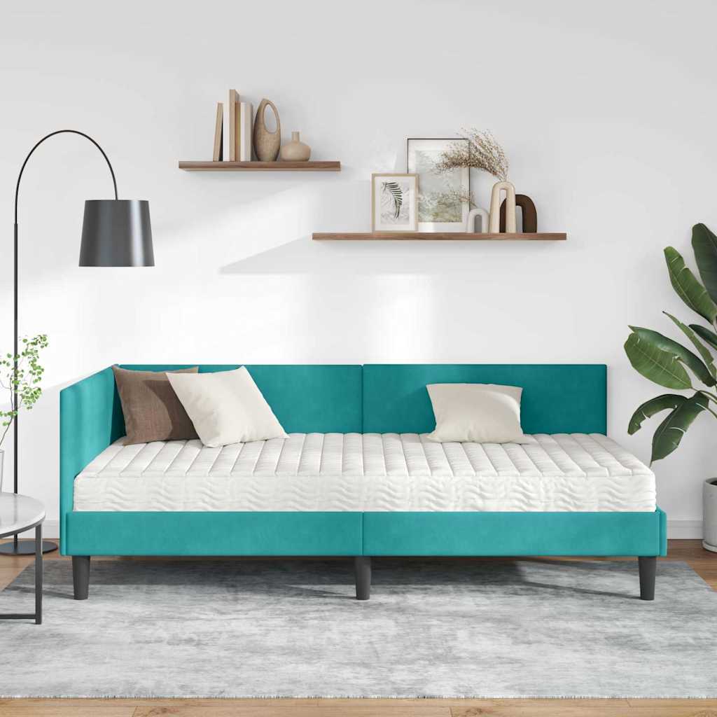 Kutni krevetni okvir s madracem 2 kom. Tirkizna 90 x 200 cm