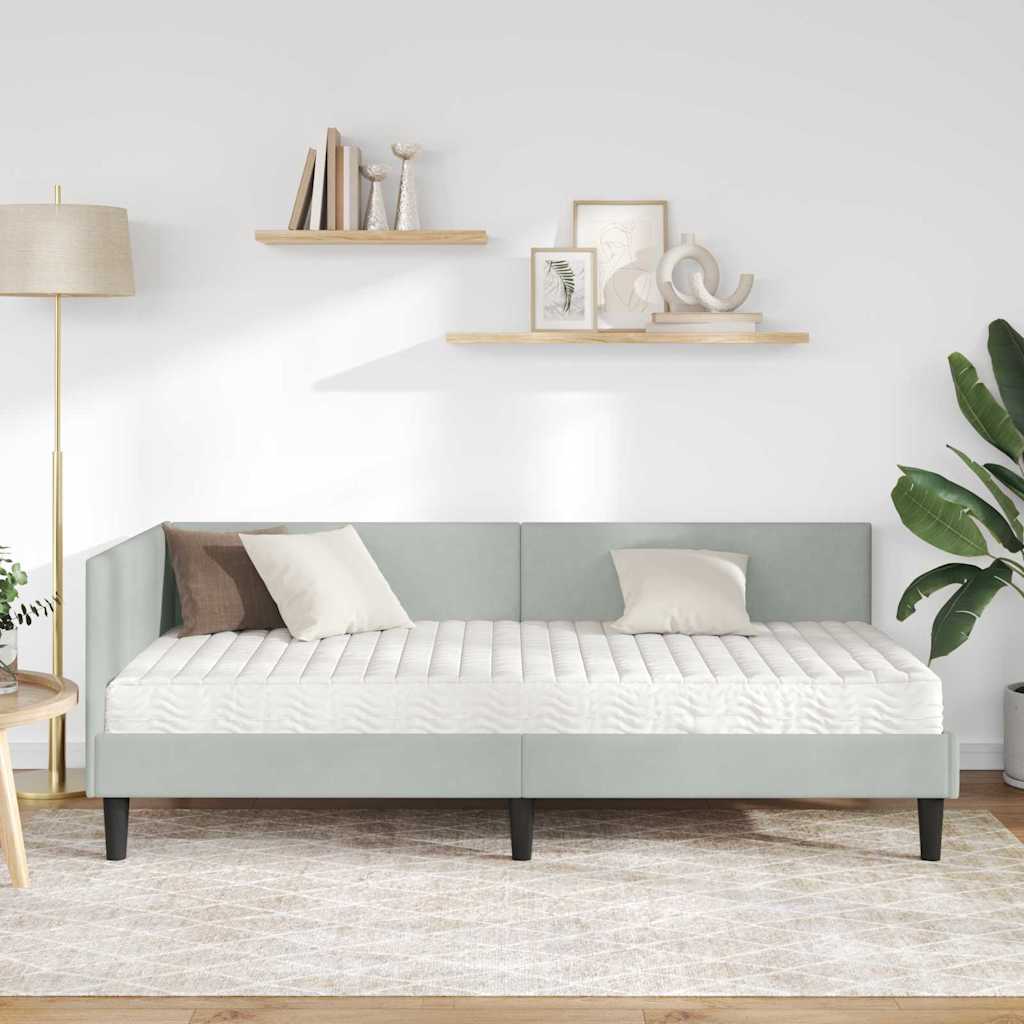 Kutni krevetni okvir s madracem 2 kom. Svjetlosiva 100 x 200 cm