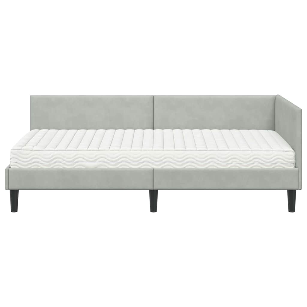 Kutni krevetni okvir s madracem 2 kom. Svjetlosiva 100 x 200 cm
