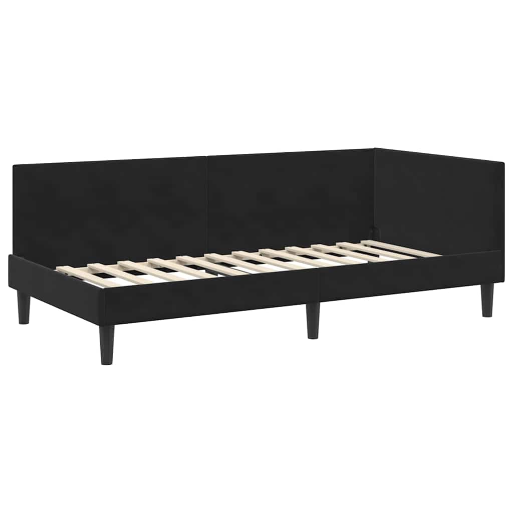 Kutni krevetni okvir s madracem 2 kom. Crna 100 x 200 cm Baršun