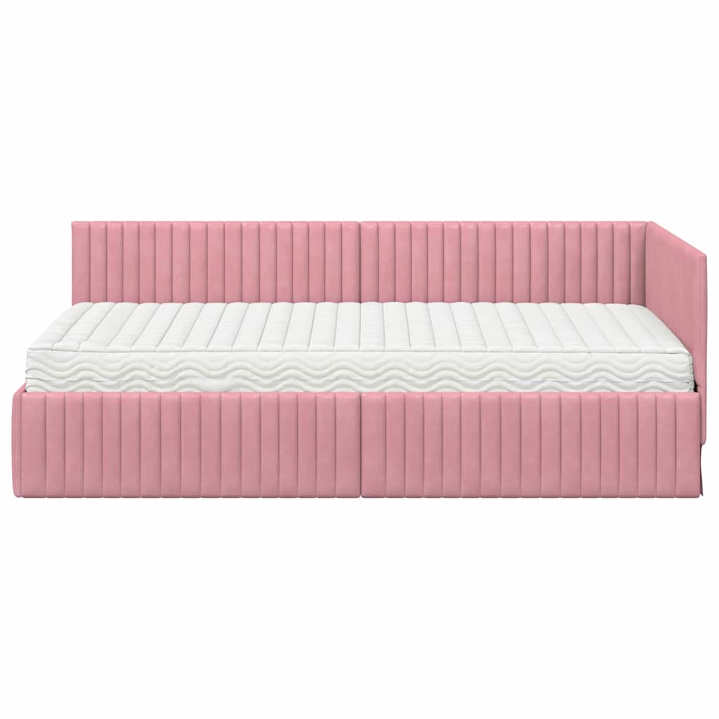 Kutni krevetni okvir s madracem 2 kom. Ružičasta 90 x 200 cm