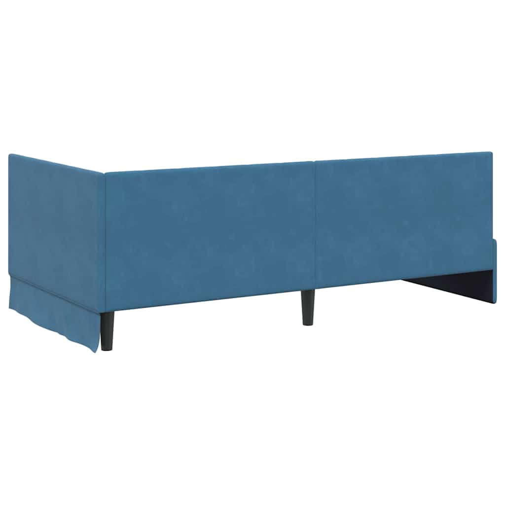 Kutni krevetni okvir s madracem 2 kom. Plava 90 x 190 cm Baršun
