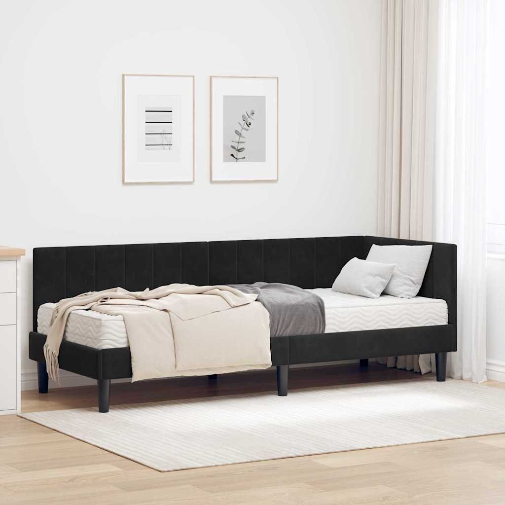 Kutni krevetni okvir s madracem 2 kom. Crna 80 x 200 cm Baršun