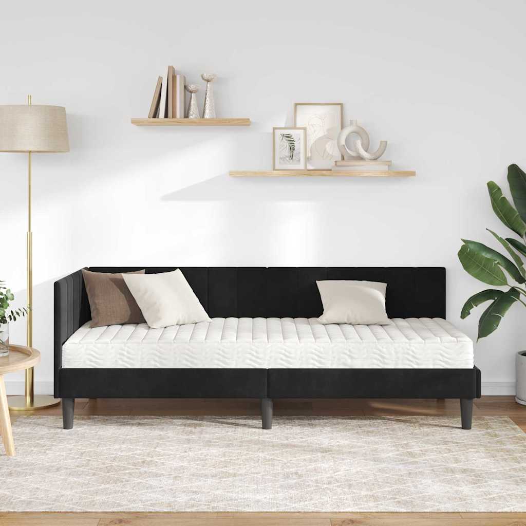 Kutni krevetni okvir s madracem 2 kom. Crna 80 x 200 cm Baršun