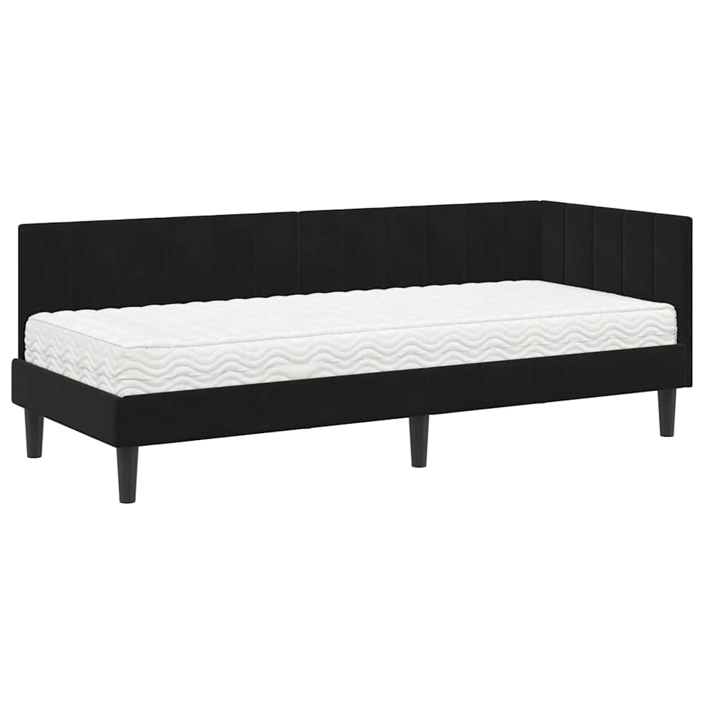 Kutni krevetni okvir s madracem 2 kom. Crna 80 x 200 cm Baršun