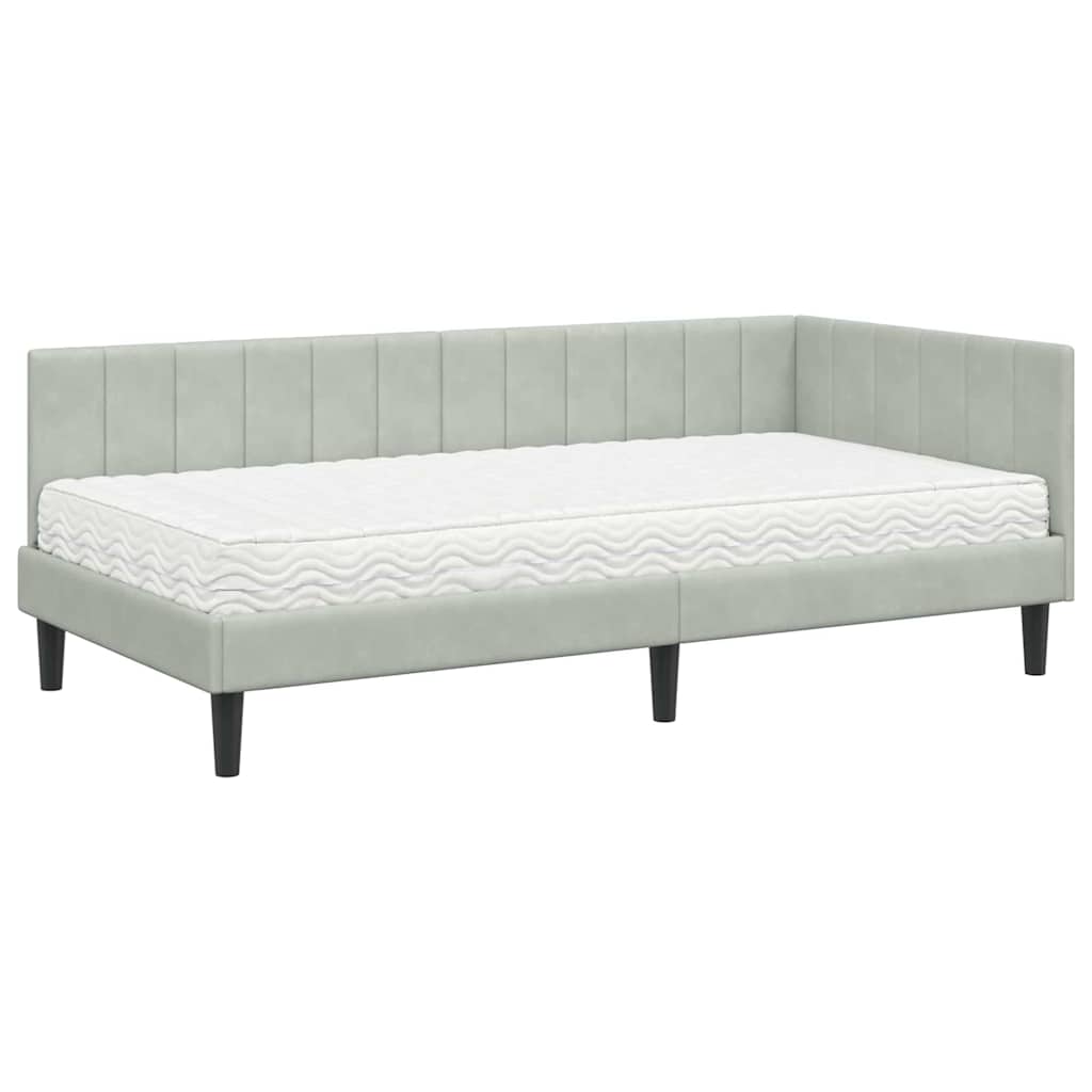 Kutni krevetni okvir s madracem 2 kom. Svjetlosiva 90 x 190 cm