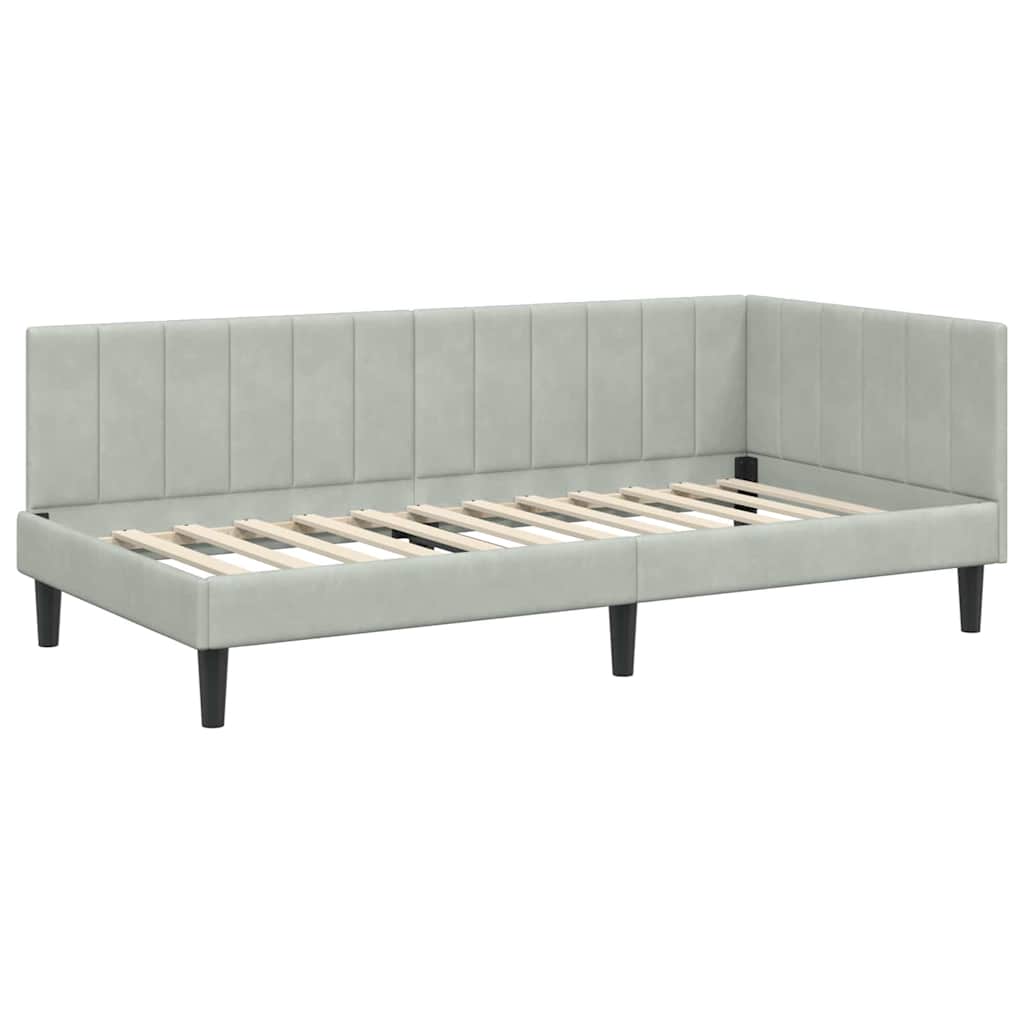 Kutni krevetni okvir s madracem 2 kom. Svjetlosiva 90 x 190 cm