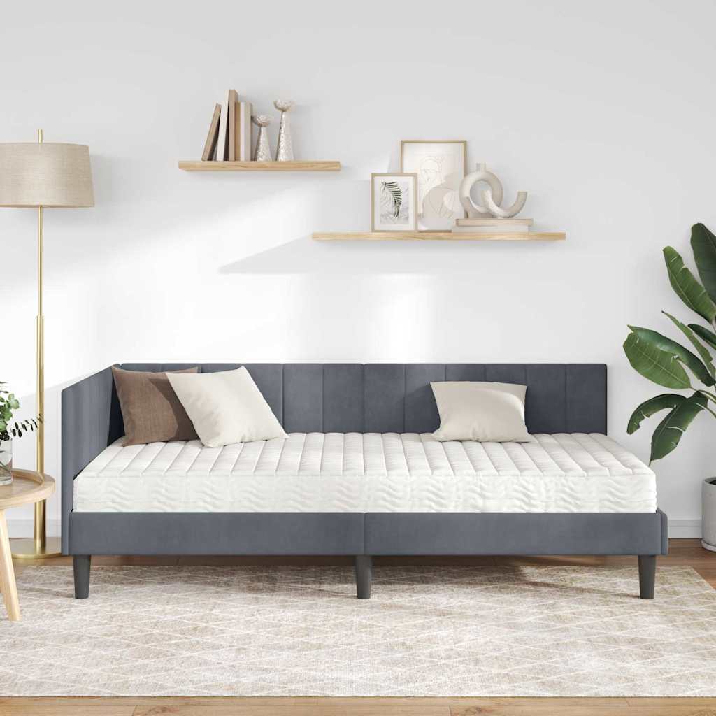 Kutni krevetni okvir s madracem 2 kom. Tamnosiva 100 x 200 cm