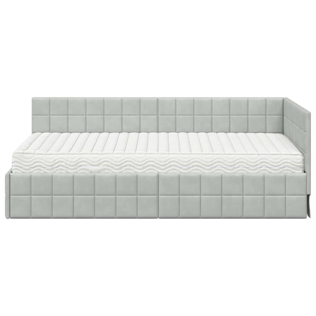 Kutni krevetni okvir s madracem 2 kom. Svjetlosiva 100 x 200 cm