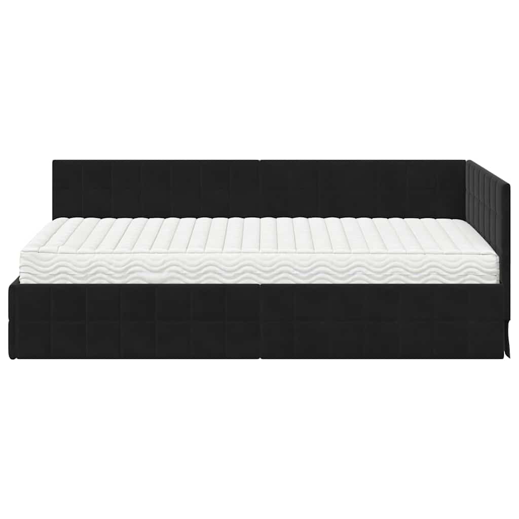 Kutni krevetni okvir s madracem 2 kom. Crna 100 x 200 cm Baršun