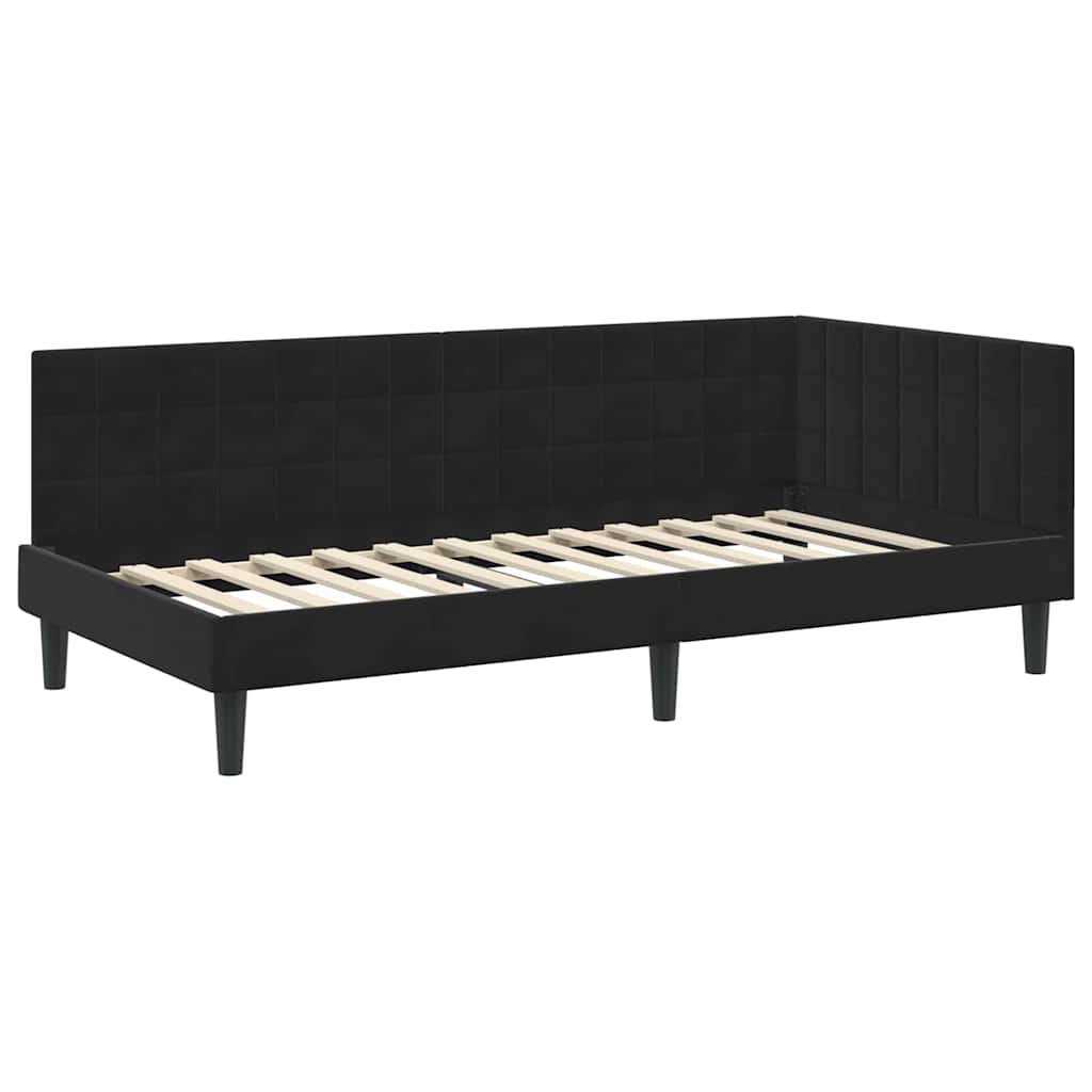 Kutni krevetni okvir s madracem 2 kom. Crna 90 x 190 cm Baršun