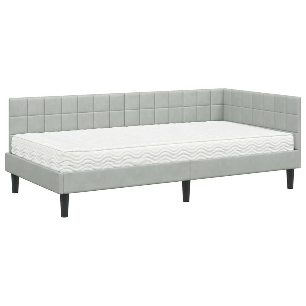 Kutni krevetni okvir s madracem 2 kom. Svjetlosiva 90 x 200 cm