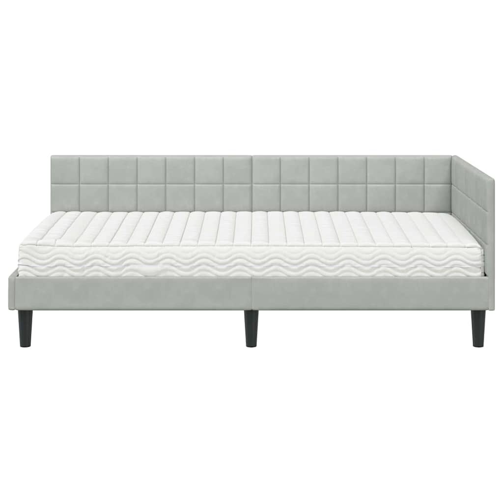 Kutni krevetni okvir s madracem 2 kom. Svjetlosiva 90 x 200 cm