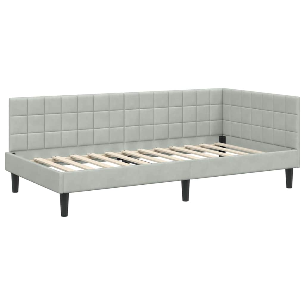 Kutni krevetni okvir s madracem 2 kom. Svjetlosiva 90 x 200 cm