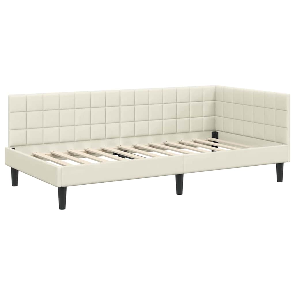 Kutni krevetni okvir s madracem 2 kom. Krema 90 x 200 cm Baršun