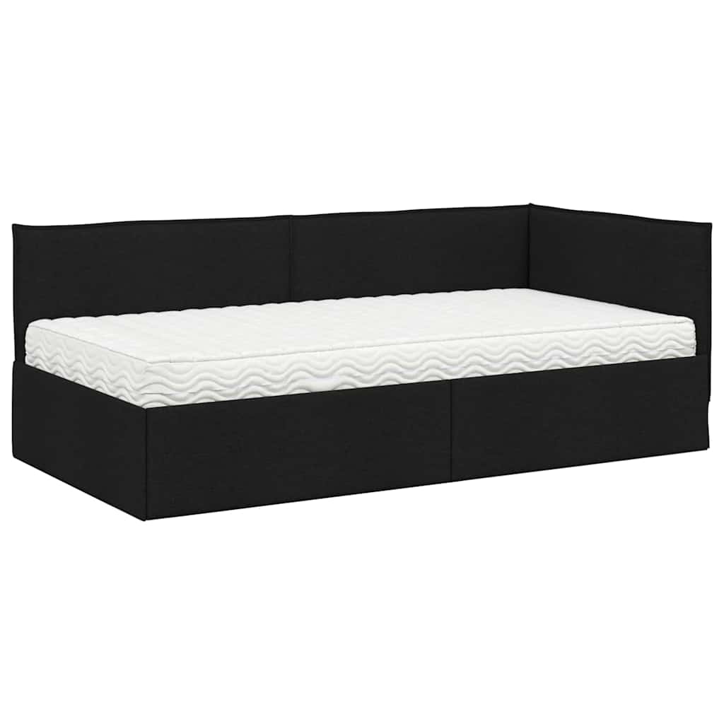 Kutni krevetni okvir s madracem 2 kom. Crna 90 x 200 cm Baršun