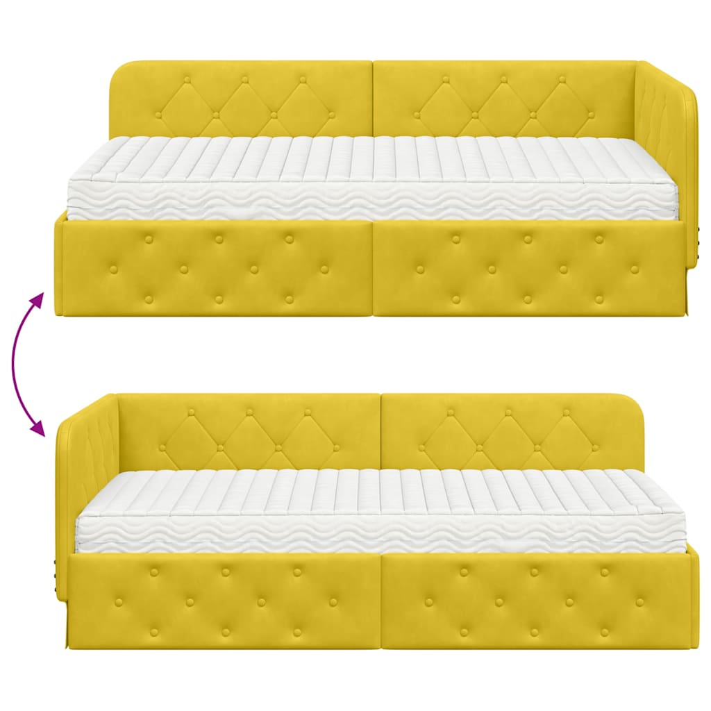 Kutni okvir kreveta Žuta 90 x 190 cm Baršun