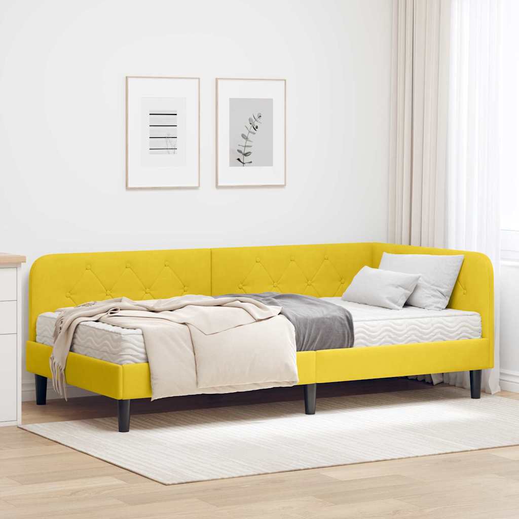 Kutni okvir kreveta Žuta 90 x 190 cm Baršun