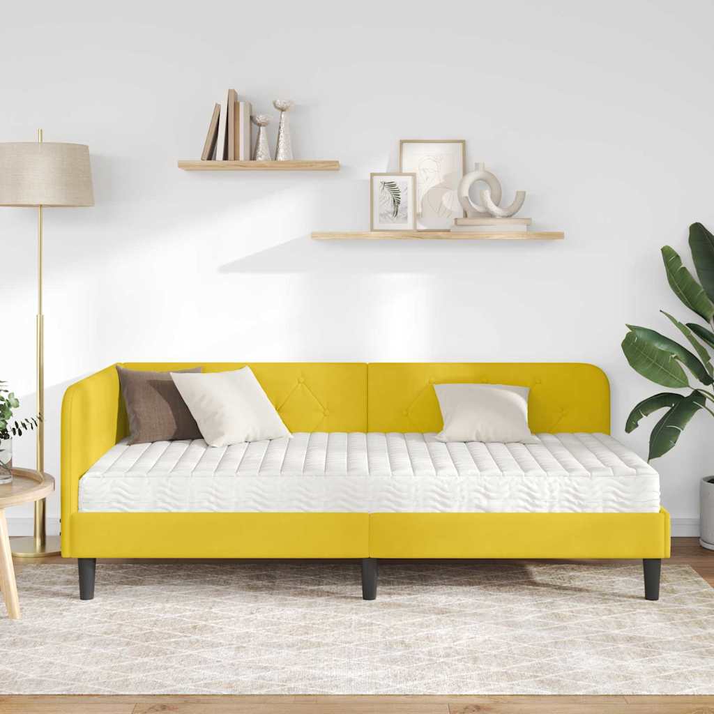 Kutni okvir kreveta Žuta 90 x 190 cm Baršun