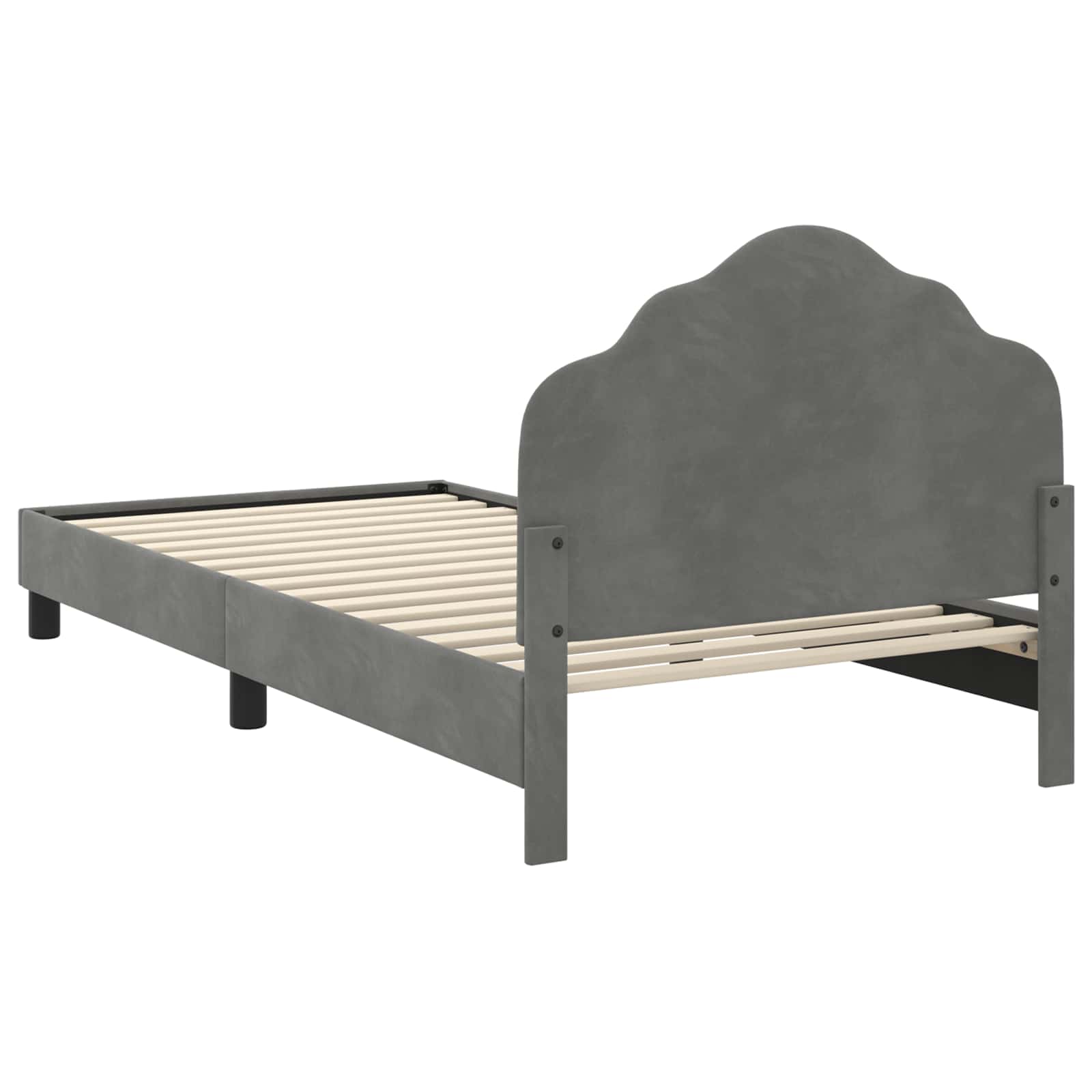 Krevet za djecu s uzglavljem Tamnosiva 90 x 190 cm Baršun