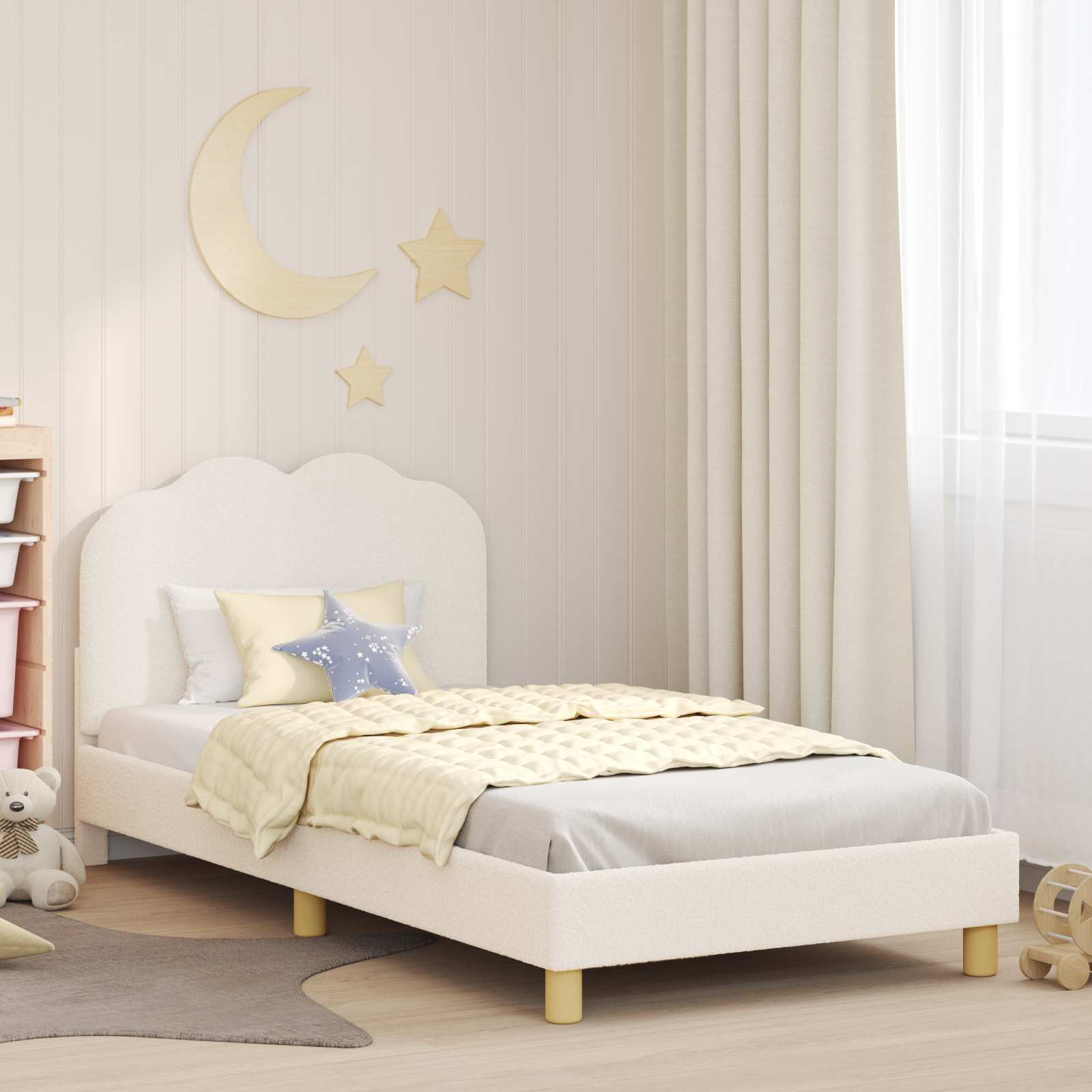 Krevet za djecu s uzglavljem Krem 80 x 200 cm Bouclé