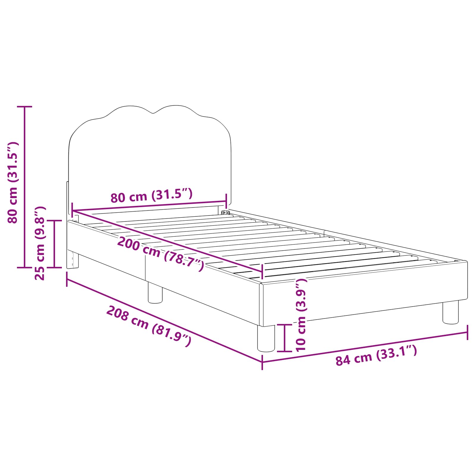 Krevet za djecu s uzglavljem Svjetlosiva 80x200 cm Bouclé