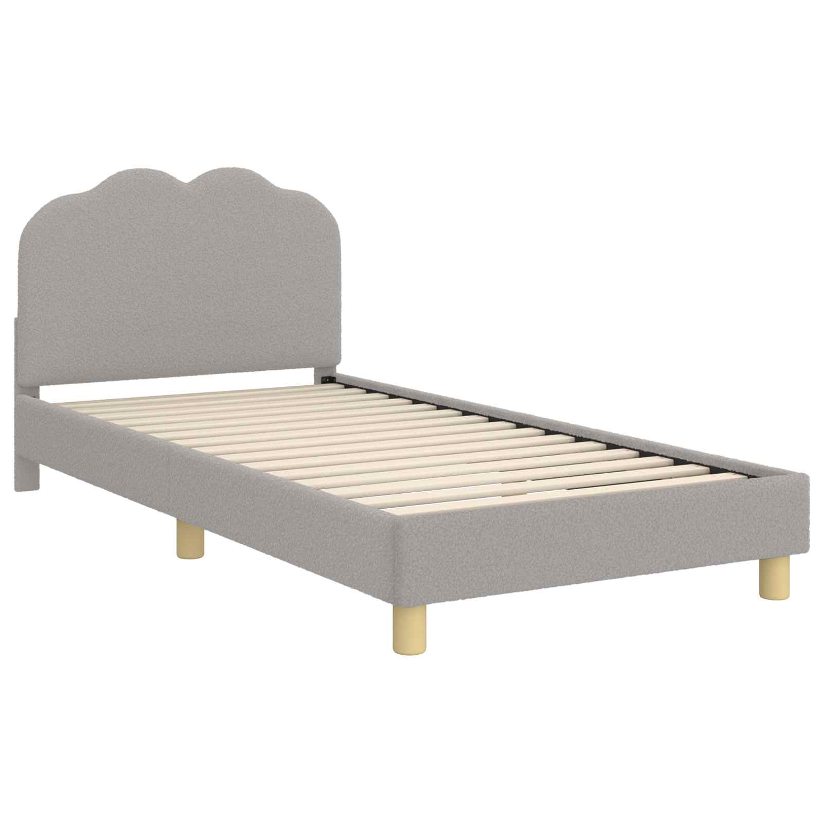 Krevet za djecu s uzglavljem Svjetlosiva 90 x 200 cm Bouclé