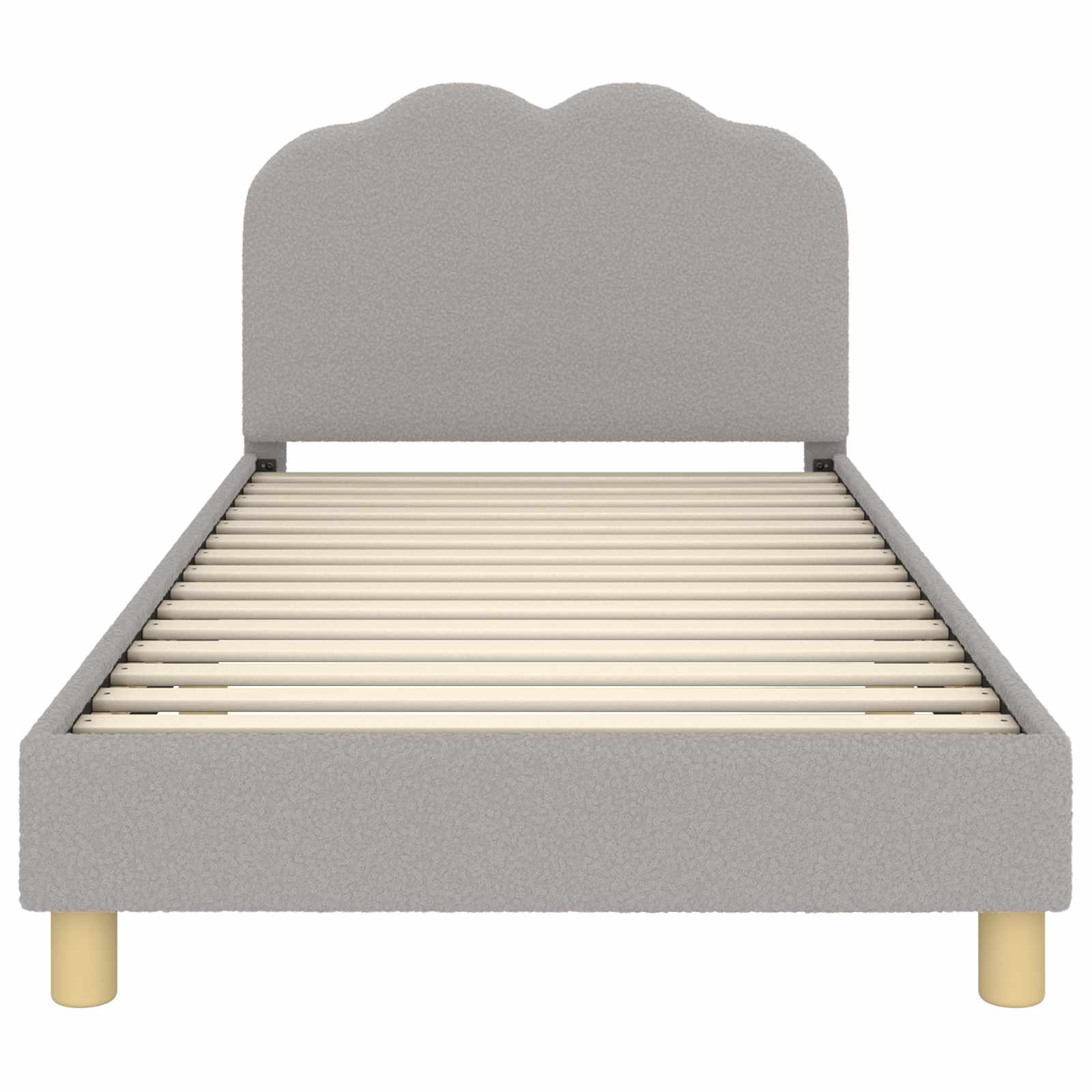 Krevet za djecu s uzglavljem Svjetlosiva 90 x 200 cm Bouclé