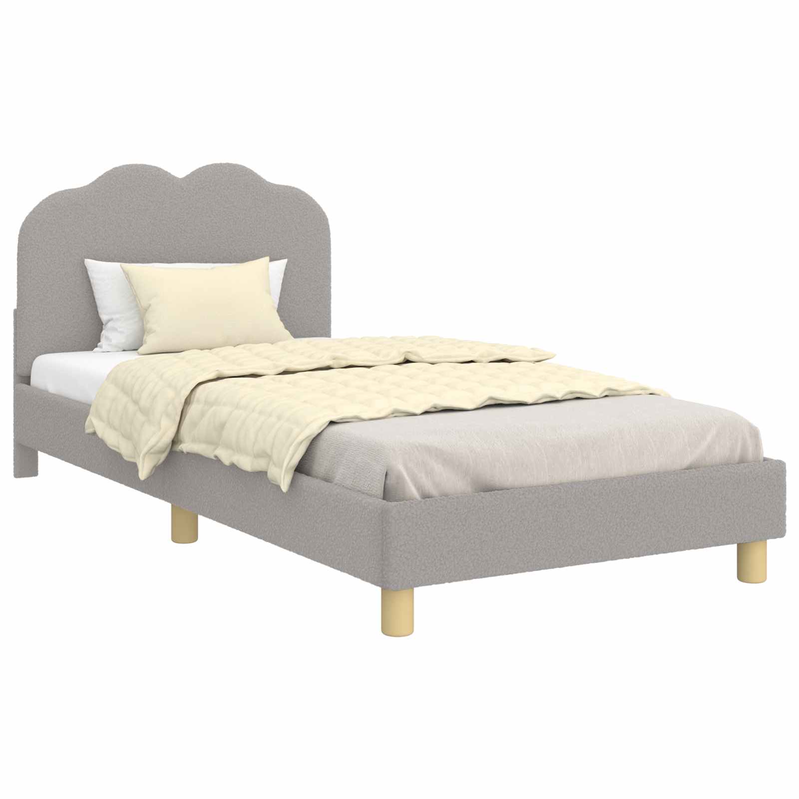 Krevet za djecu s uzglavljem Svjetlosiva 90 x 200 cm Bouclé