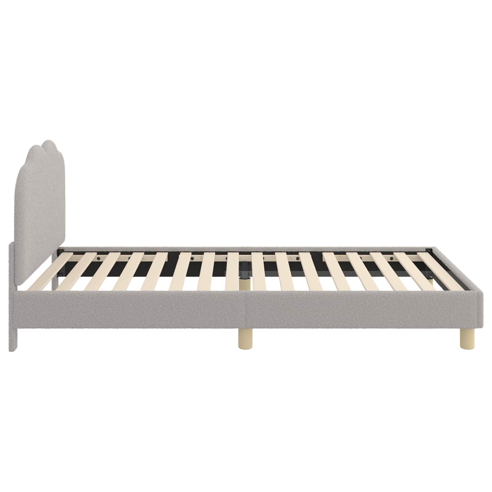 Krevet za djecu s uzglavljem Svjetlosiva 90 x 200 cm Bouclé